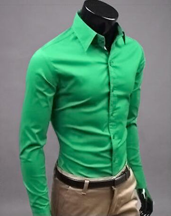 SAMA Men’s Long Sleeve Cotton Shirt – Solid Slim Fit Casual Wear