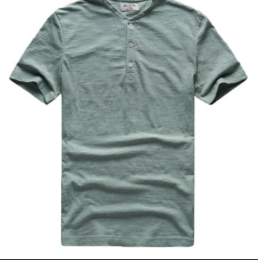 SAMA Men’s Bamboo Cotton T-Shirt – Slim Henry Collar Summer Tee