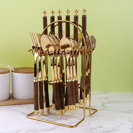 24-Piece 410 Stainless Steel Cutlery Set – Gold & Black