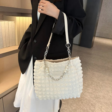 SAMA - Bubble Textured Tote Bag – Stylish Cotton Shoulder Purse