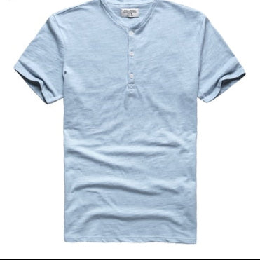 SAMA Men’s Bamboo Cotton T-Shirt – Slim Henry Collar Summer Tee