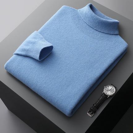SAMA Men’s High Collar Knit Sweater – Autumn Winter Pullover