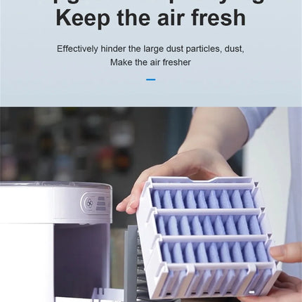 SAMA - Mini USB Air Cooler Fan – 3-Speed Desktop Humidifier & LED Light