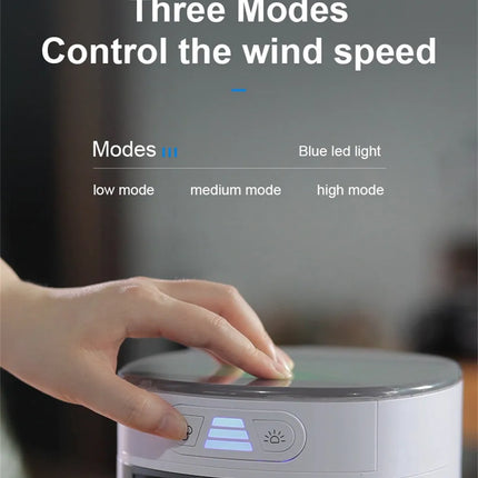 SAMA - Mini USB Air Cooler Fan – 3-Speed Desktop Humidifier & LED Light