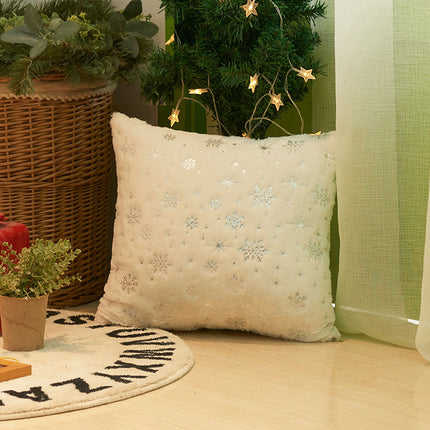 SAMA - Christmas Snowflake Plush Pillow Cover 45x45cm Hot Stamping