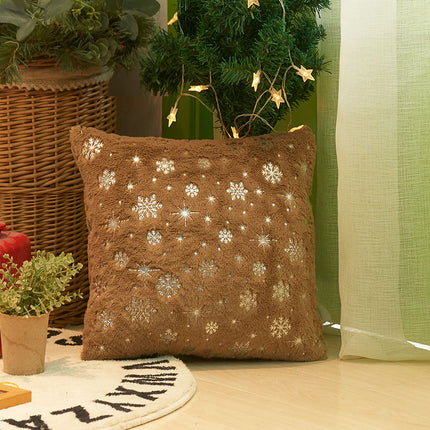 SAMA - Christmas Snowflake Plush Pillow Cover 45x45cm Hot Stamping