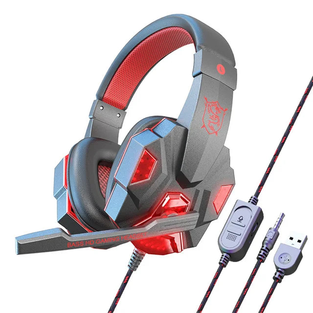 SAMA - Wired Gaming Headset for Laptop – 3.5mm/USB, Mic, LED Lights