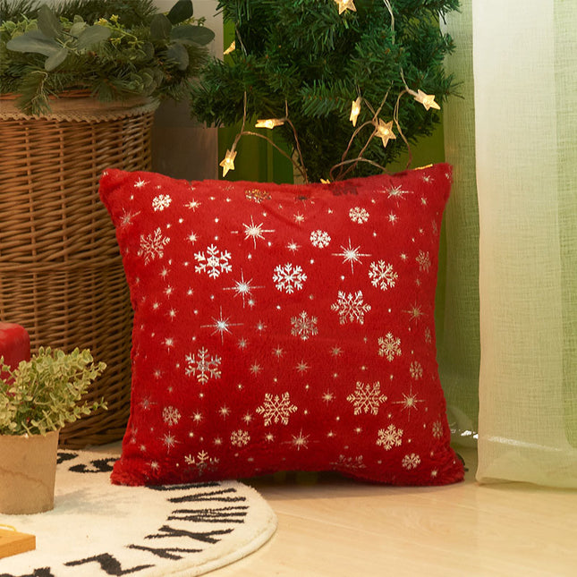 SAMA - Christmas Snowflake Plush Pillow Cover 45x45cm Hot Stamping