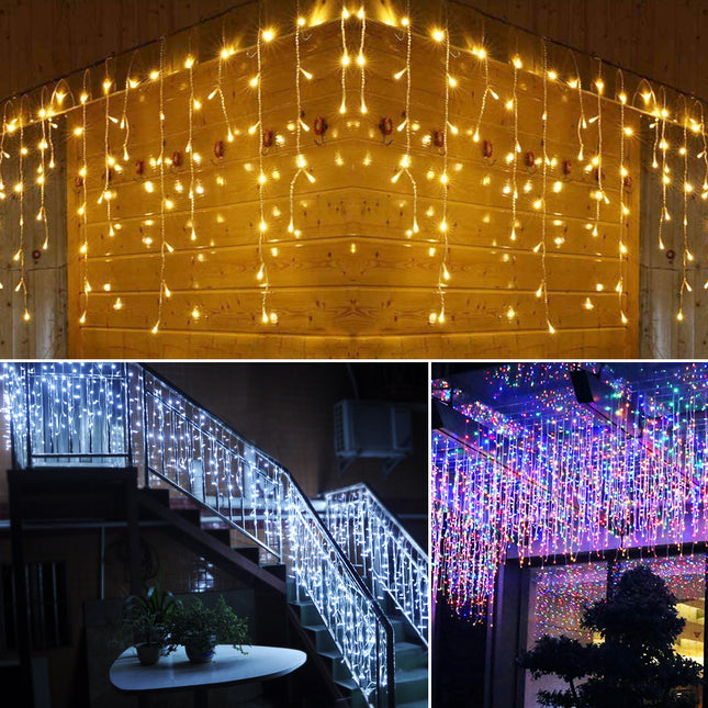 SAMA - LED Icicle Christmas Curtain Lights 8-Mode Waterproof 5M