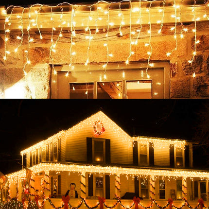 SAMA - LED Icicle Christmas Curtain Lights 8-Mode Waterproof 5M