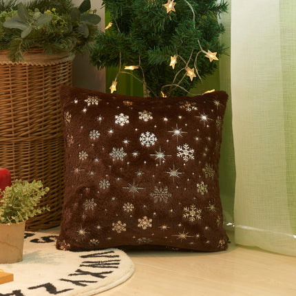 SAMA - Christmas Snowflake Plush Pillow Cover 45x45cm Hot Stamping