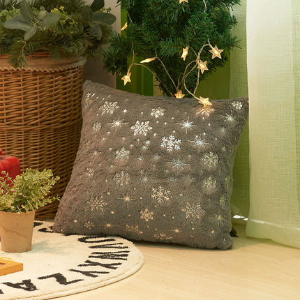 SAMA - Christmas Snowflake Plush Pillow Cover 45x45cm Hot Stamping
