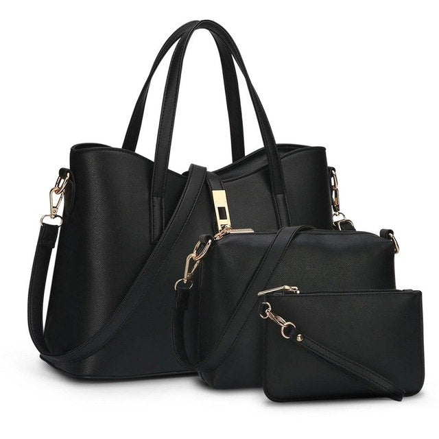 SAMA Women’s PU Leather Top-Handle & Messenger Bag Set