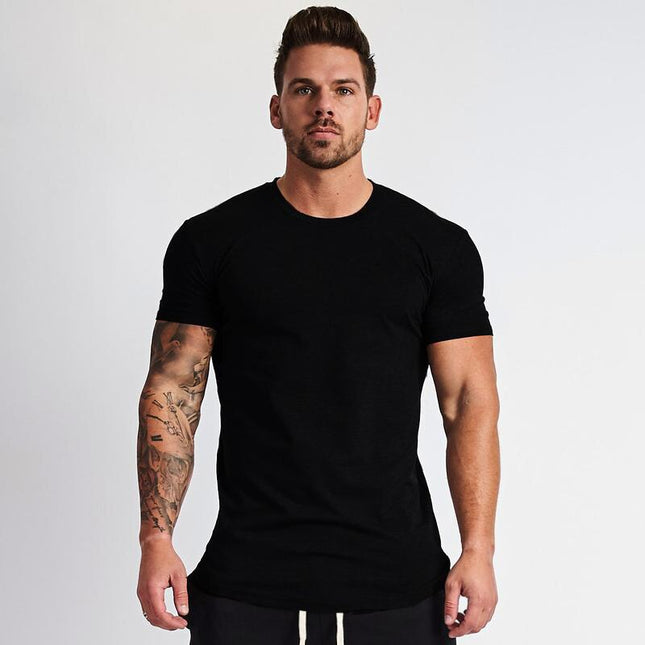SAMA MuscleFit Men’s Gym T-Shirt – Cotton Slim Fit Bodybuilding Tee