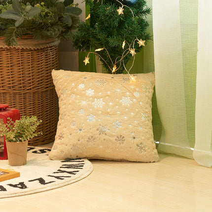 SAMA - Christmas Snowflake Plush Pillow Cover 45x45cm Hot Stamping