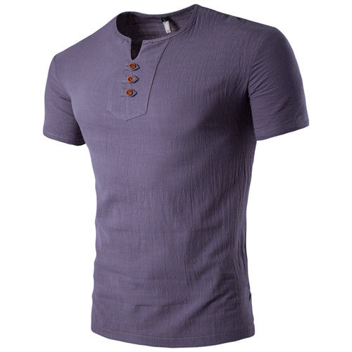SAMA Men’s Pure Hemp Summer T-Shirt – Casual Linen O-Neck Tee