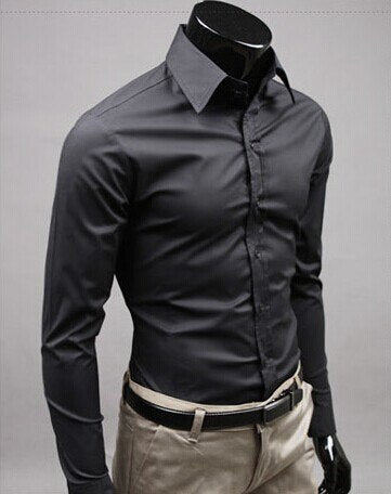 SAMA Men’s Long Sleeve Cotton Shirt – Solid Slim Fit Casual Wear