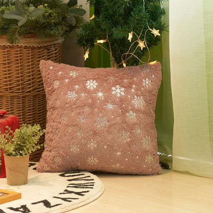SAMA - Christmas Snowflake Plush Pillow Cover 45x45cm Hot Stamping