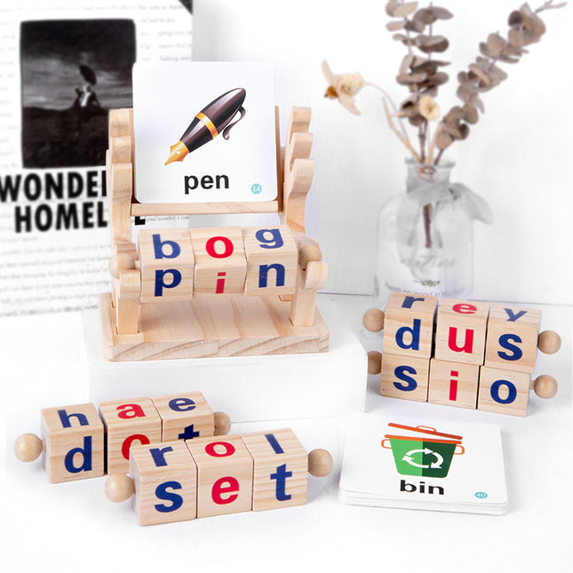 SAMA - Wooden Letter Cube Spelling Puzzle – Early Learning (4–6)