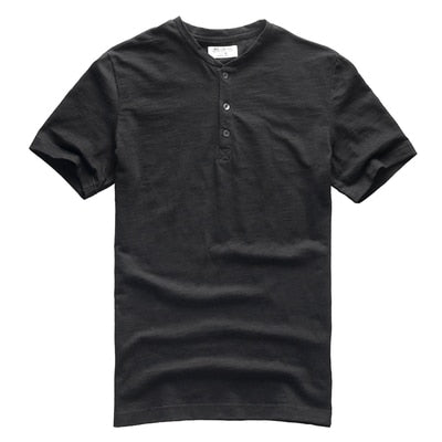 SAMA Men’s Bamboo Cotton T-Shirt – Slim Henry Collar Summer Tee