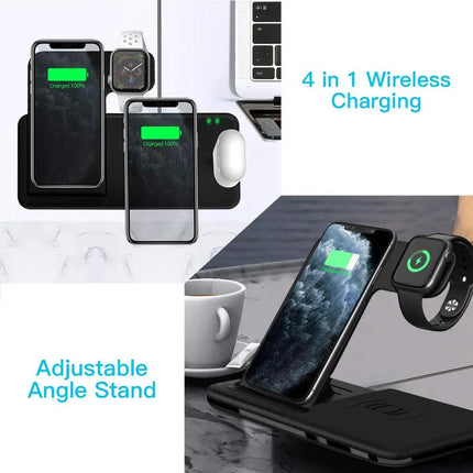 SAMA 15W 4-in-1 Foldable Wireless Charger Stand – Qi, USB-C
